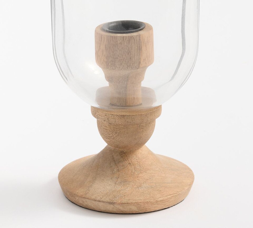 Kadence Turned Wood Hurricane Candle Holders
