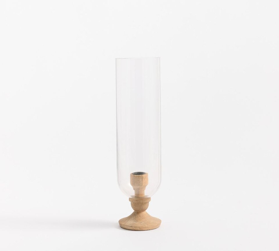 Kadence Turned Wood Hurricane Candle Holders