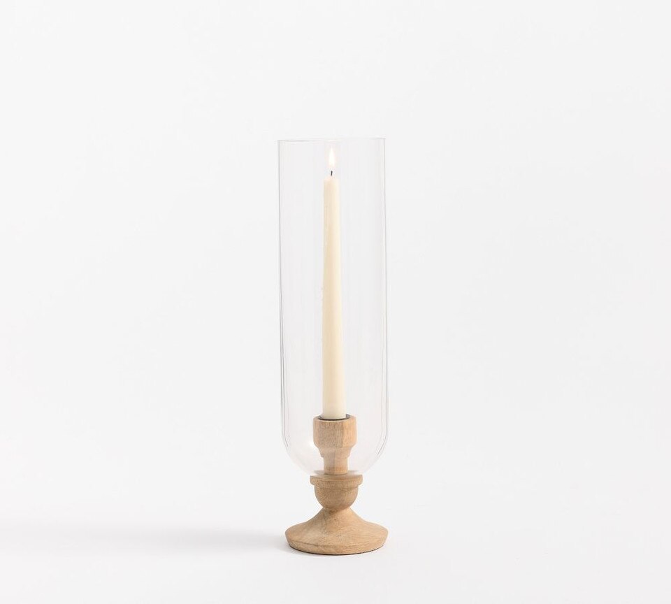 Kadence Turned Wood Hurricane Candle Holders
