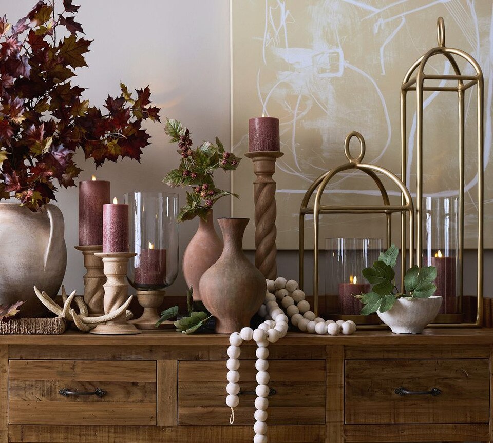 Kadence Turned Wood Hurricane Candle Holders