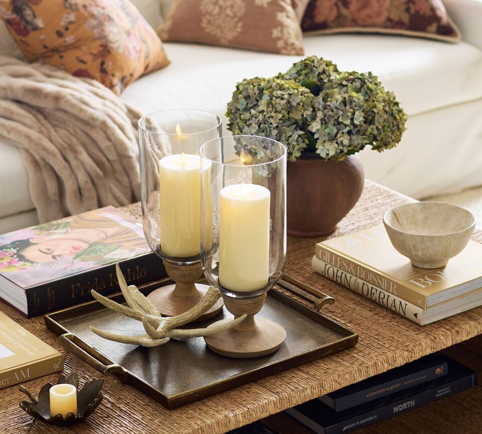 Kadence Turned Wood Hurricane Candle Holders
