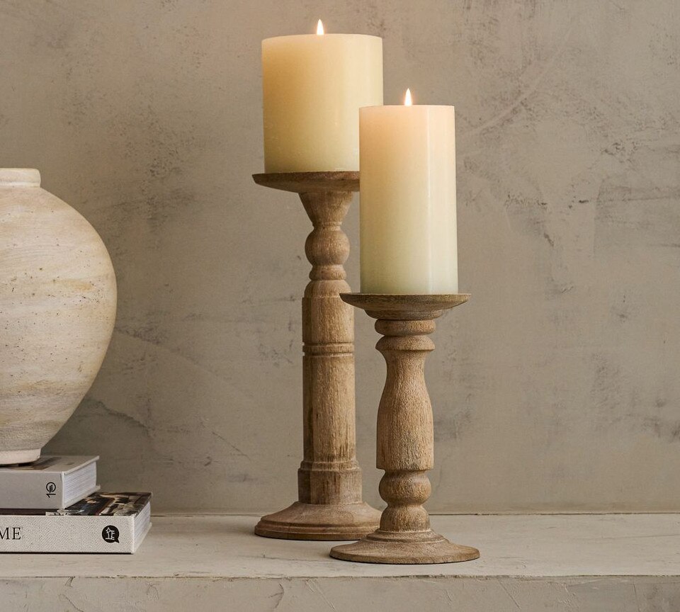 Kadence Wood Pillar Candleholder