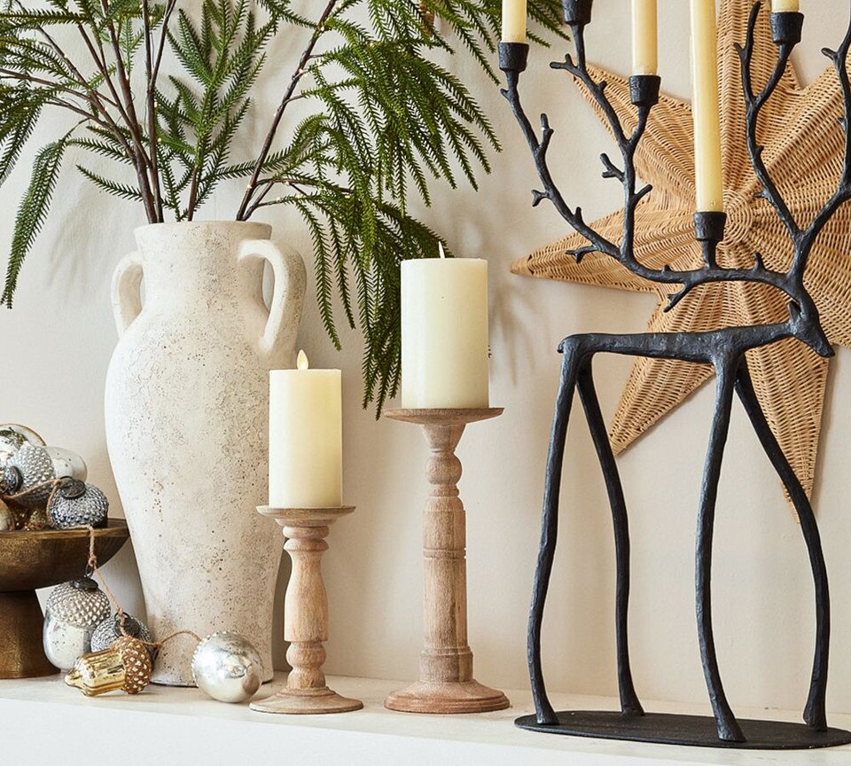 Kadence Wood Pillar Candleholder