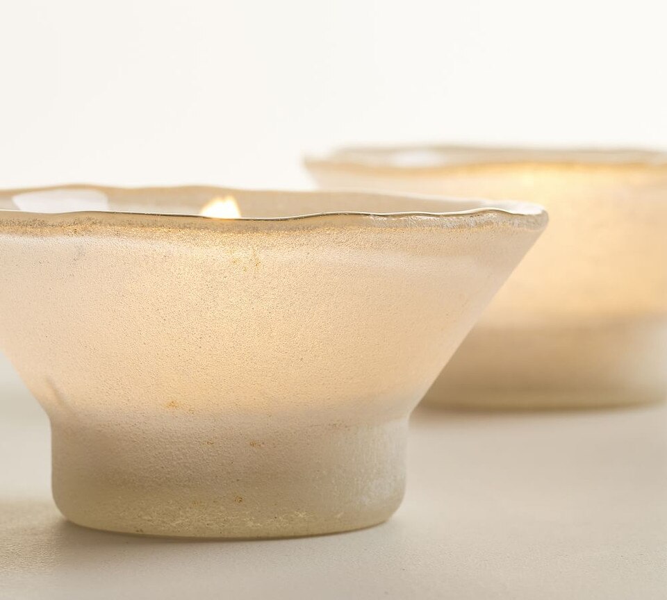 Laguna Frosted Glass Candleholders - Red & White
