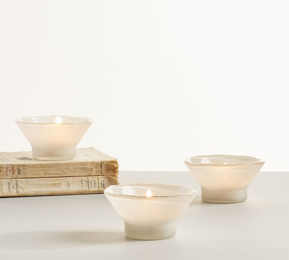 Laguna Frosted Glass Candleholders - Red & White