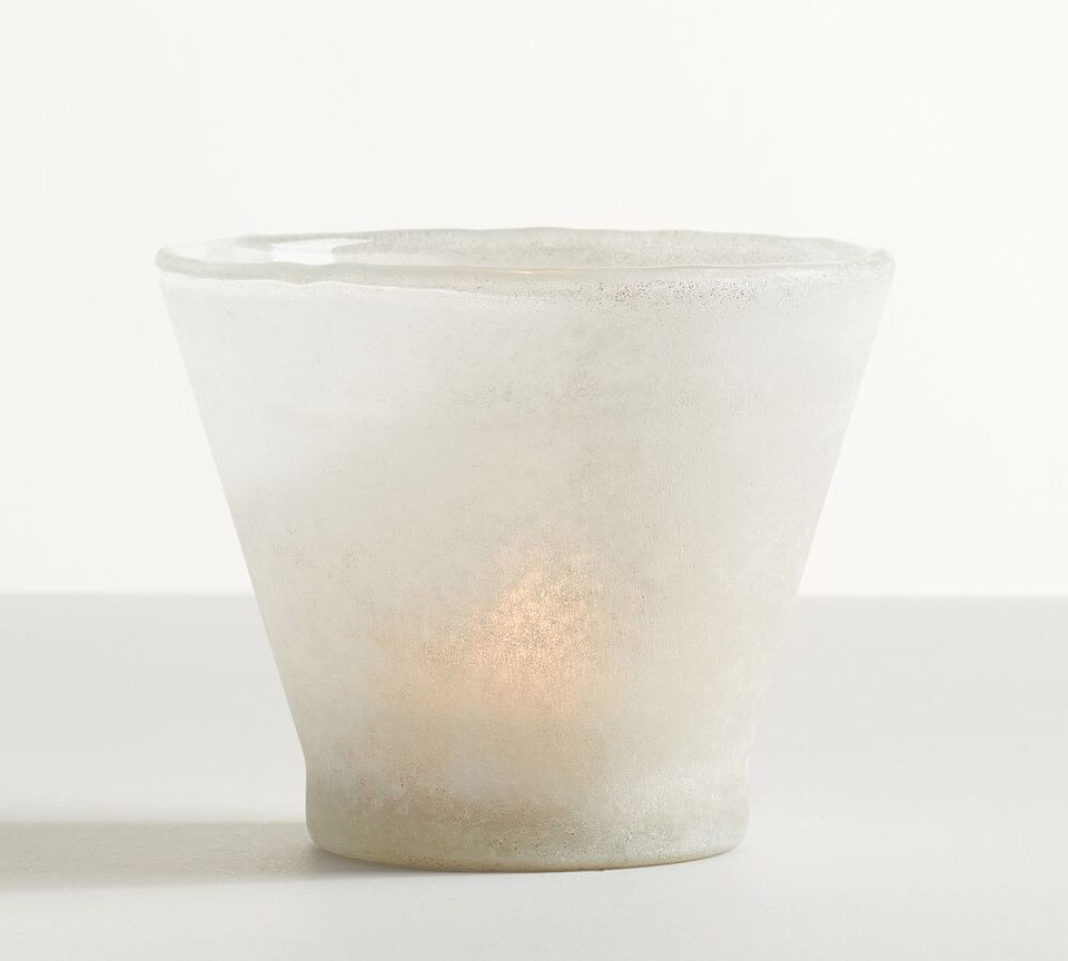Laguna Frosted Glass Candleholders - Red & White