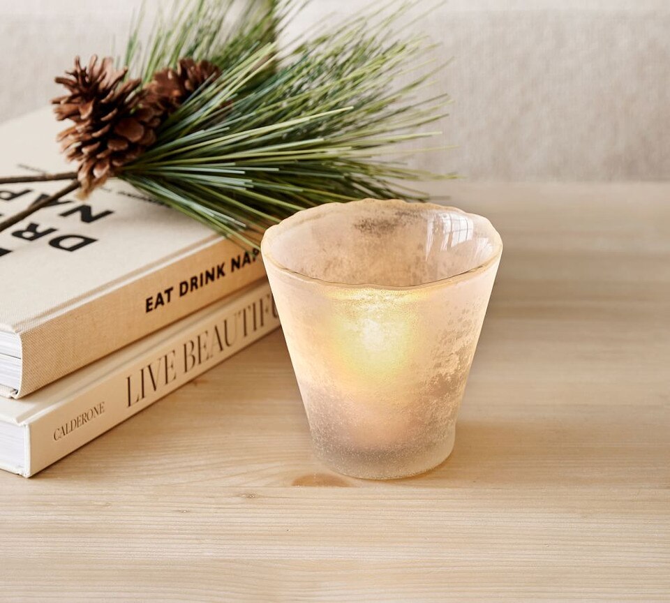 Laguna Frosted Glass Candleholders - Red & White