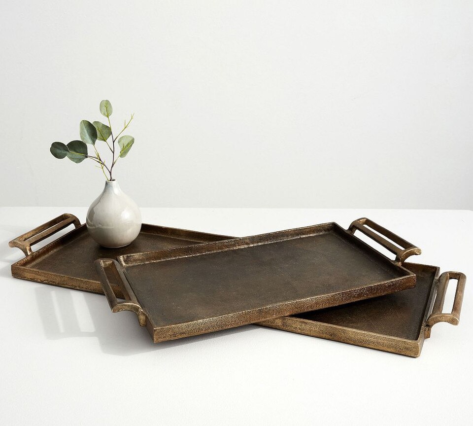 Antiqued Metal Decorative Trays