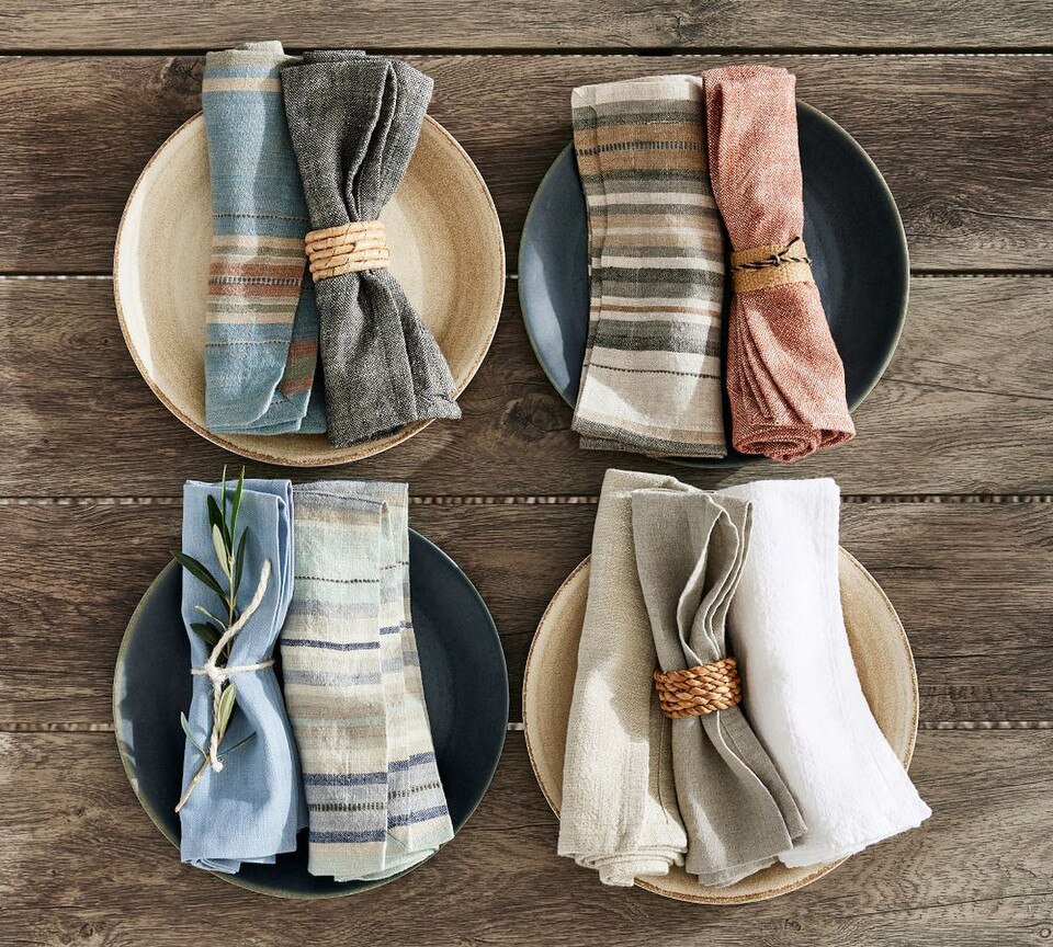 Lonnie Striped Linen Napkins - Set of 4