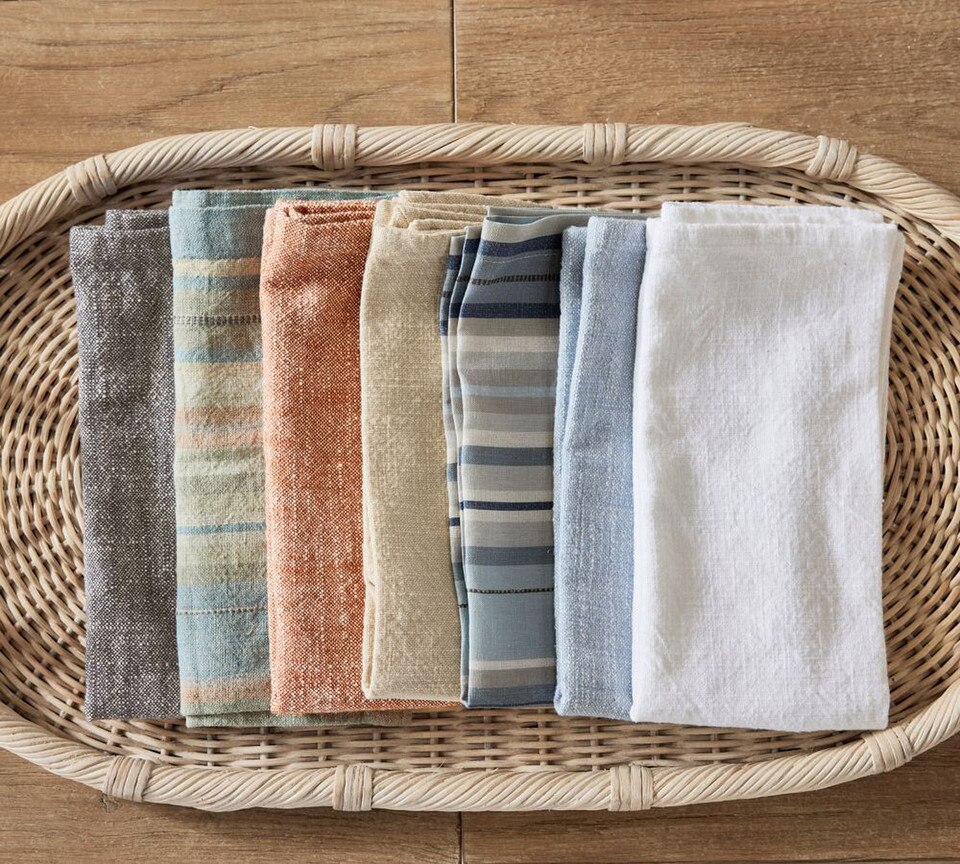 Lonnie Striped Linen Napkins - Set of 4