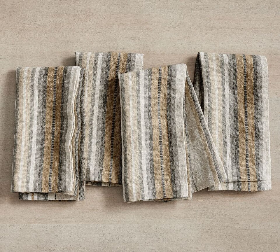 Lonnie Striped Linen Napkins - Set of 4