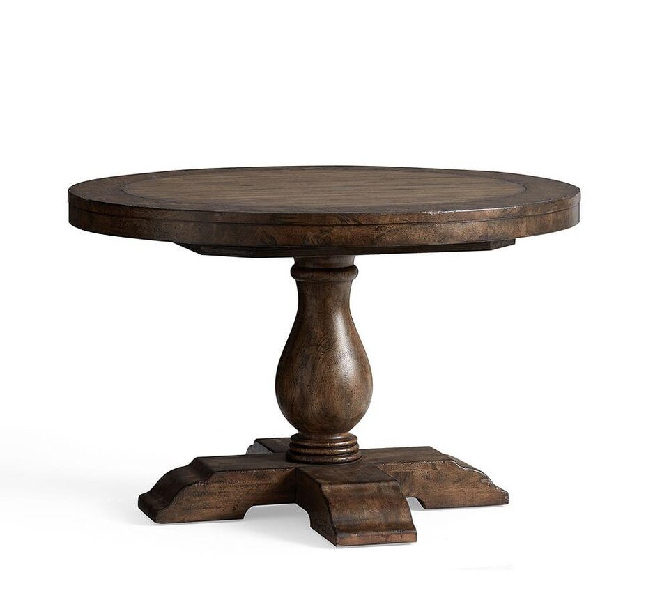 Lorraine Round Table - Hewn Oak (122 - 183 cm) | Pottery ...