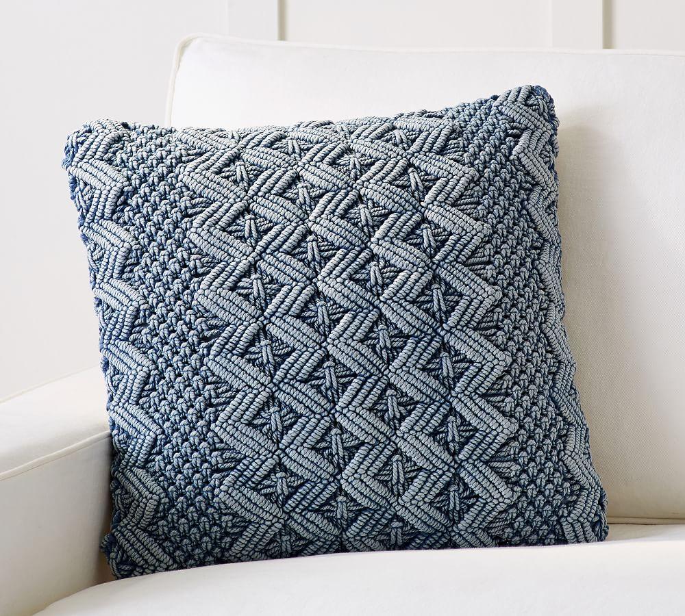 white macrame pillow
