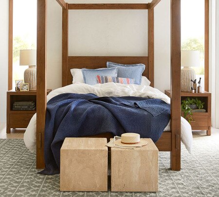 Madison Travertine Cube Side Table Pottery Barn Australia