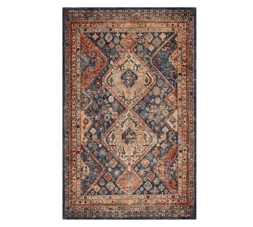 Mahalia Printed Rug Blue Multi Pottery Barn Australia