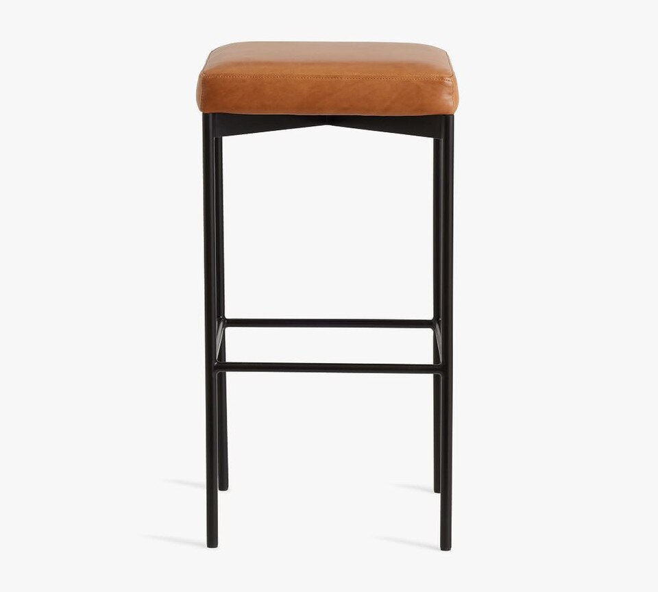 Maison Leather Backless Stool