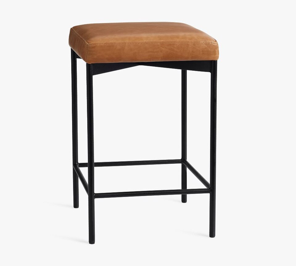 Maison Leather Backless Stool