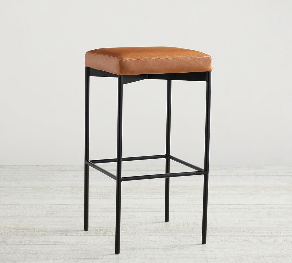 Maison Leather Backless Stool