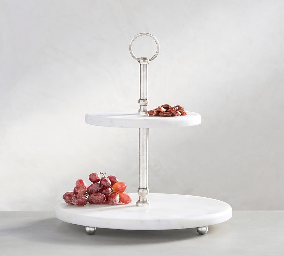 undefined | Marble Pewter Tiered Stand