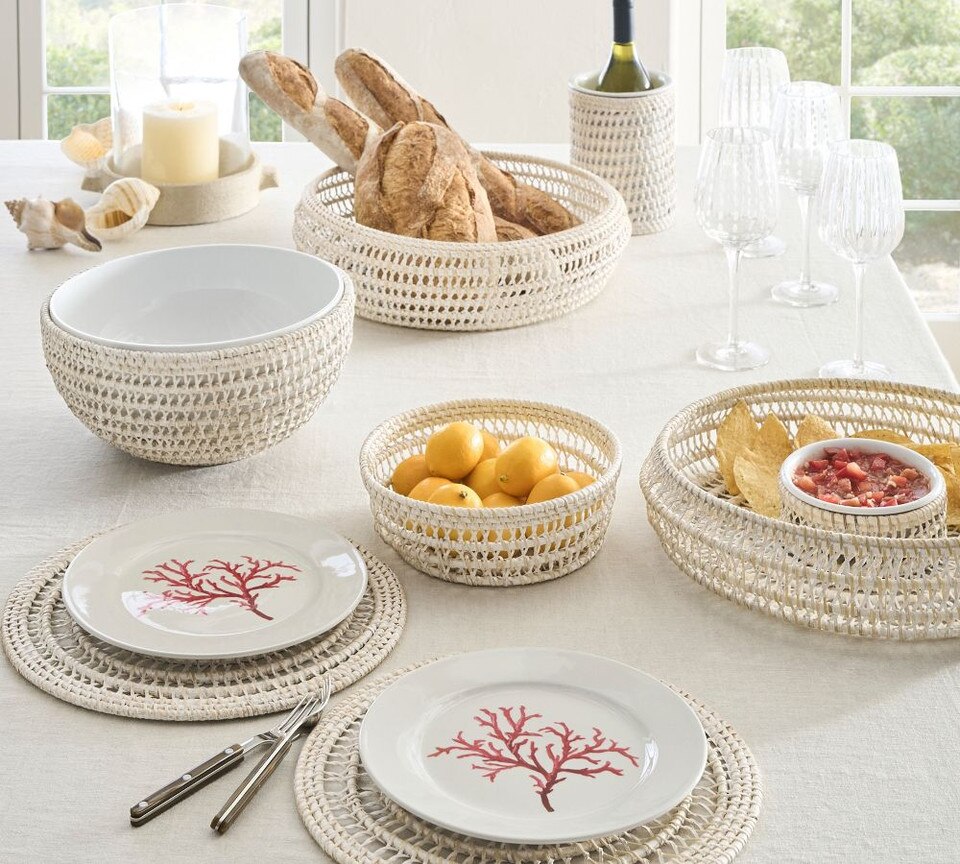Miramar Handwoven Rattan Chip & Dip Server Set