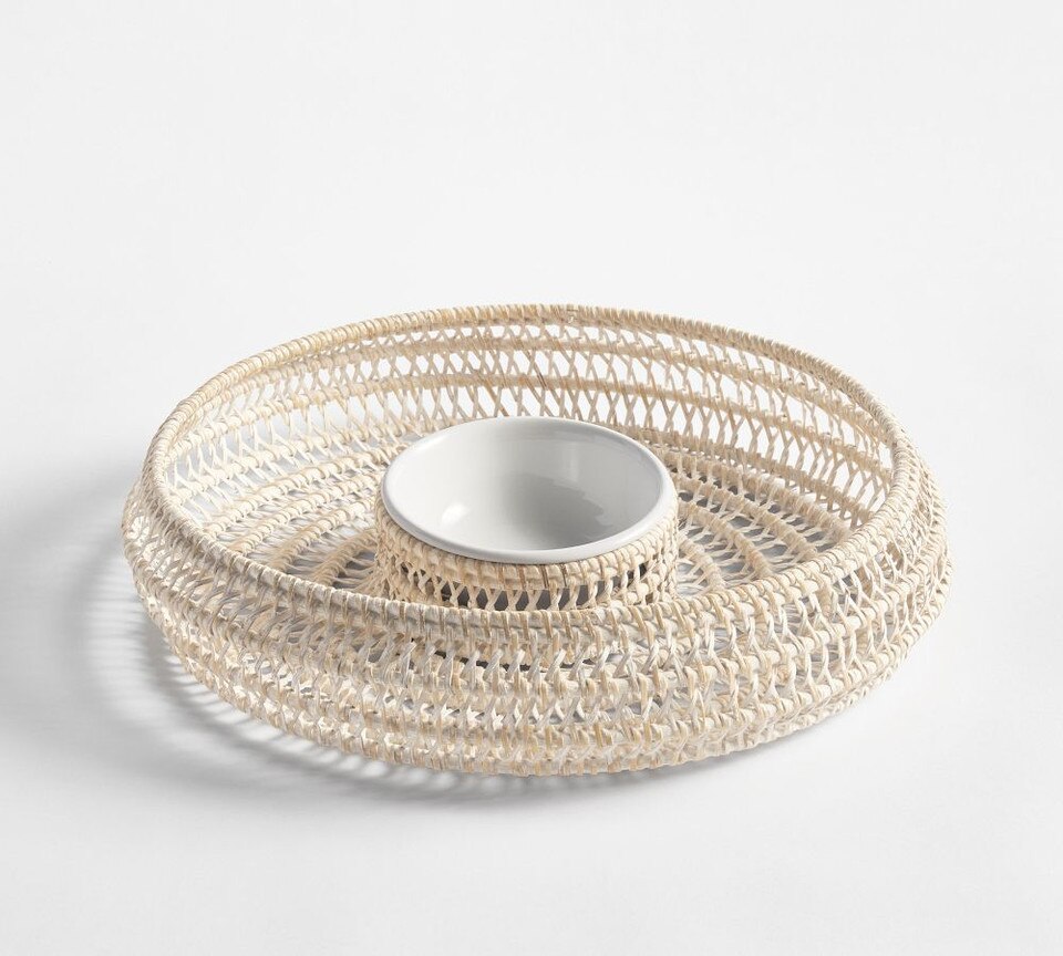 Miramar Handwoven Rattan Chip & Dip Server Set