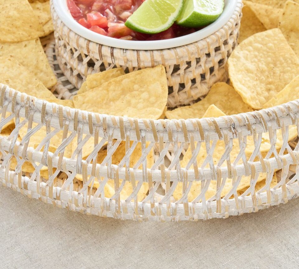 Miramar Handwoven Rattan Chip & Dip Server Set