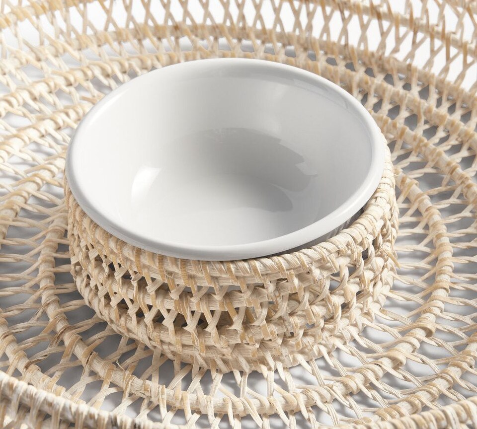 Miramar Handwoven Rattan Chip & Dip Server Set