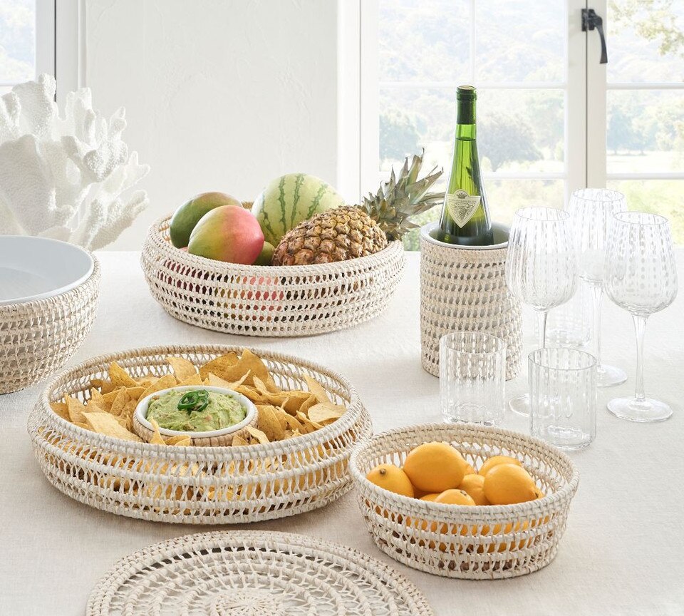 Miramar Handwoven Rattan Chip & Dip Server Set