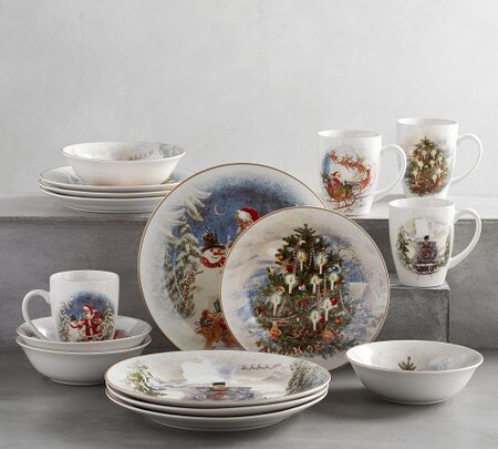 Nostalgic Christmas Stoneware Dinner Plates Set Of 4