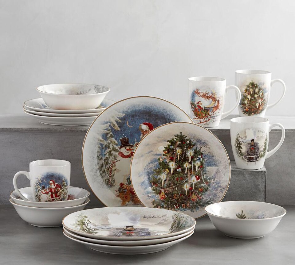 Nostalgic Christmas Stoneware Dinner Plates - Set of 4