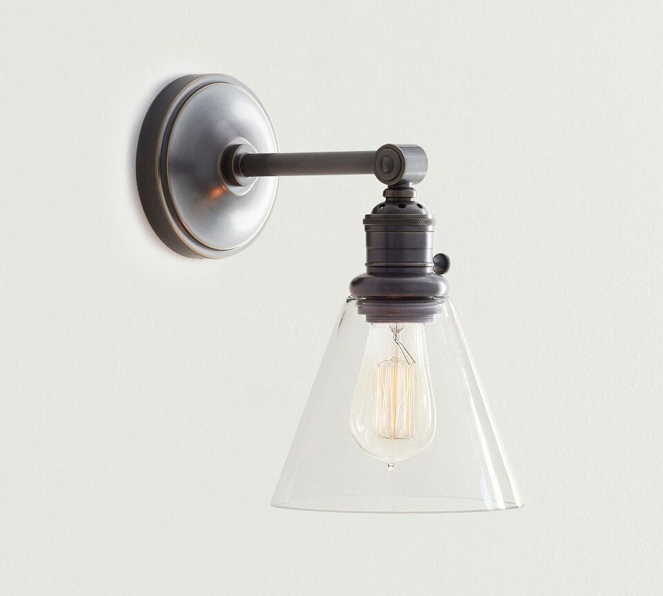 Flared Glass Straight Arm Sconce