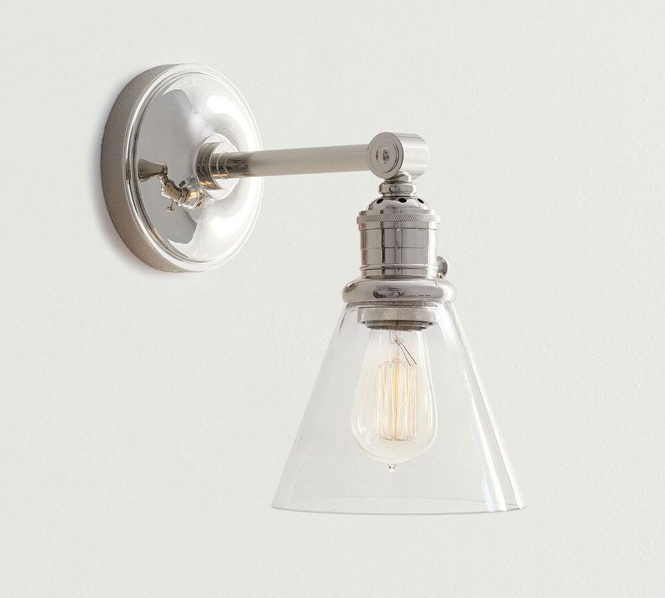 Flared Glass Straight Arm Sconce