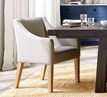 Classic Slope Upholstered Dining Armchair Classic Slope Upholstered Dining Armchair, Grey Upholstered Dining Chairs With Arms