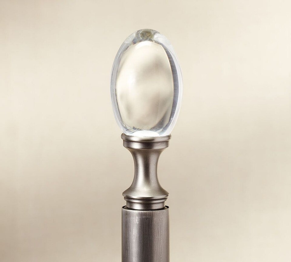 PB Standard Glass Oval Finial & Curtain Rod Pewter Finish Pottery Barn Australia