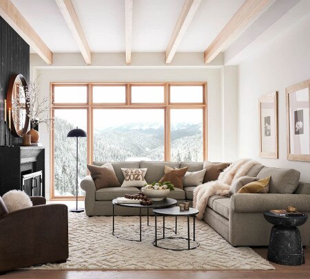 Pearce Roll Arm 3-Piece L-Shaped Wedge Sectional (122