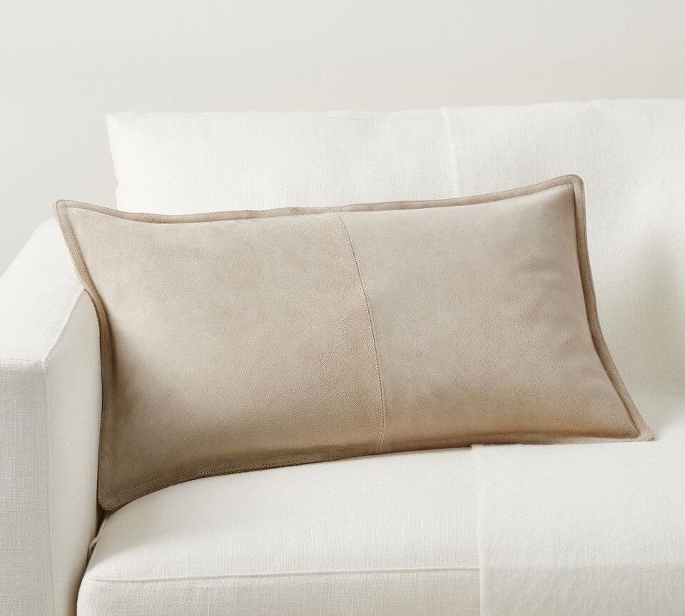 Pieced Suede Lumbar Cushion Cover