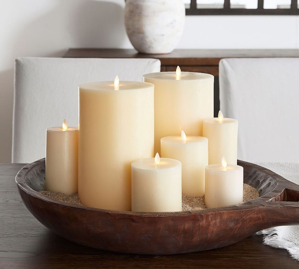 Flickering Flameless Wax Pillar Candle Pottery Barn Australia