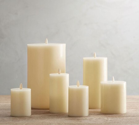 Flickering Flameless Wax Pillar Candle Pottery Barn Australia