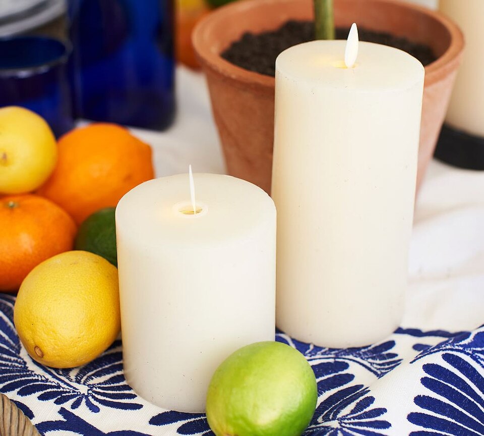 Flickering Flameless Wax Pillar Candle Pottery Barn Australia
