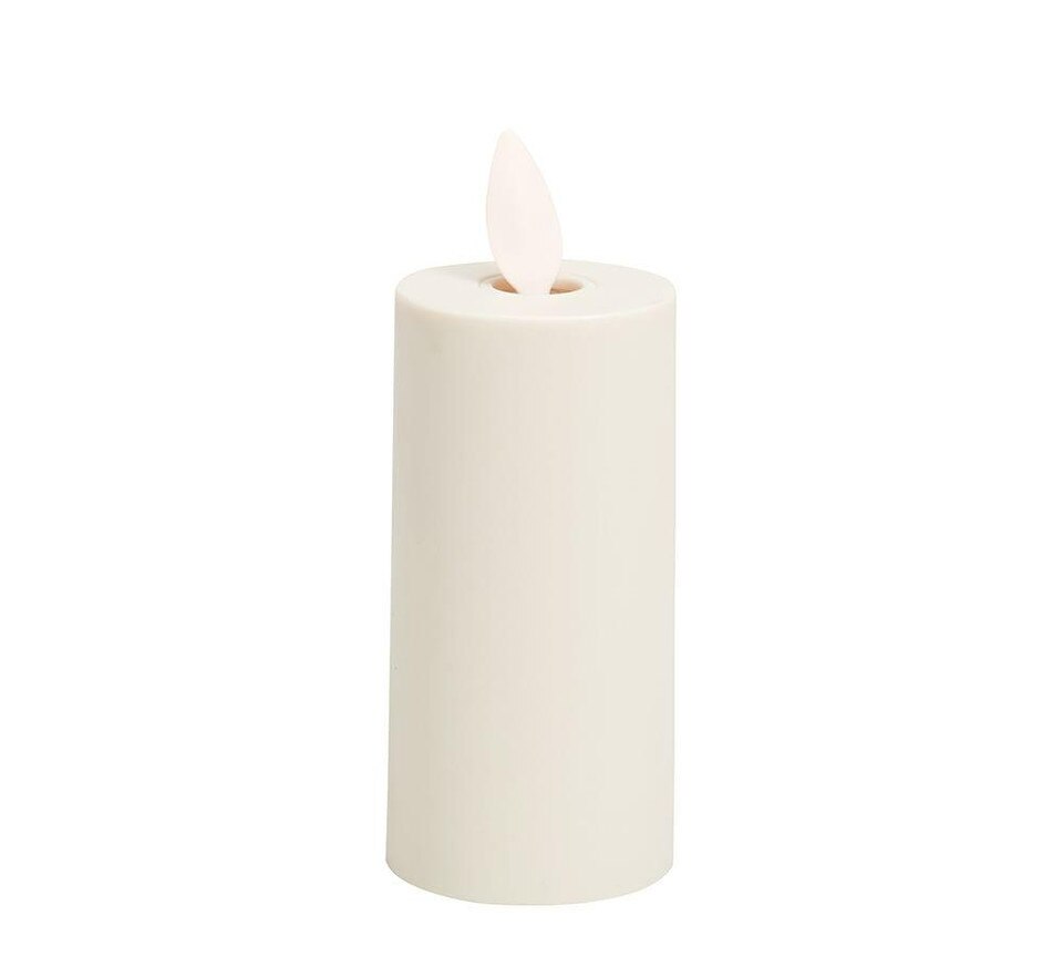 Premium Flickering Flameless Outdoor Pillar Candle, Ivory