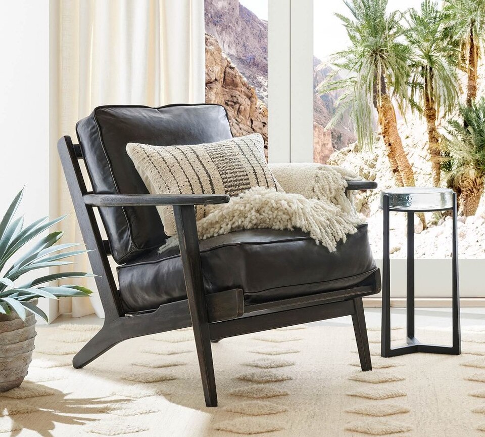 Raylan Leather Armchair - Vintage Midnight