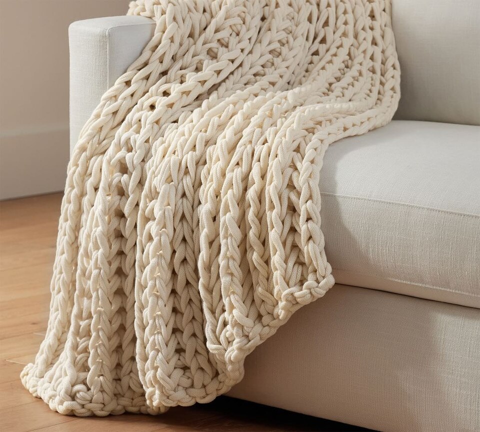 Colossal Ribbed Handknit Throw