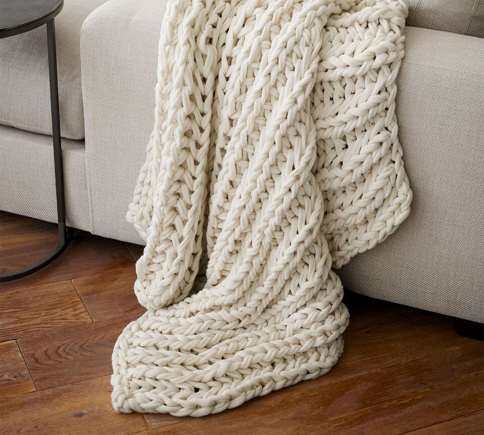 Colossal Ribbed Handknit Throw