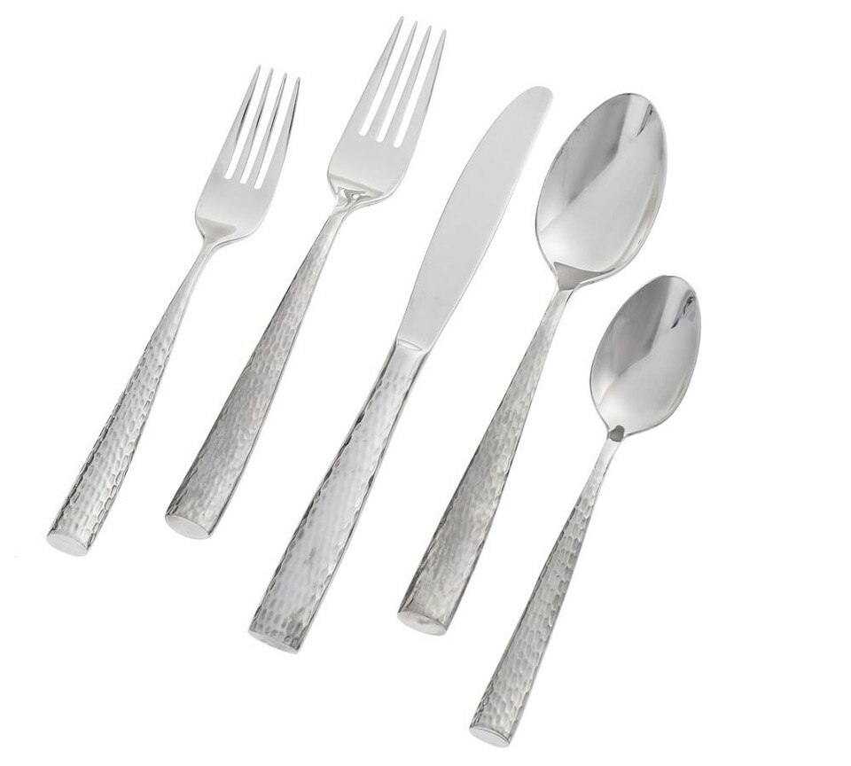 Shiny Hammered Cutlery Set