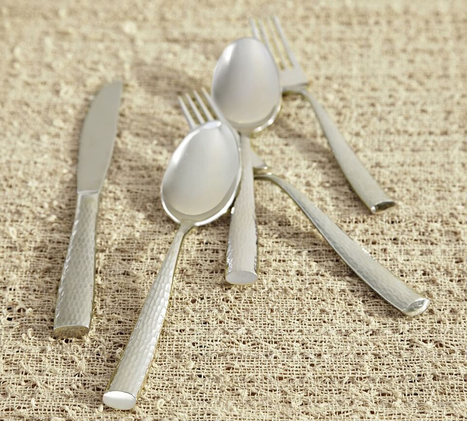 Shiny Hammered Cutlery Set