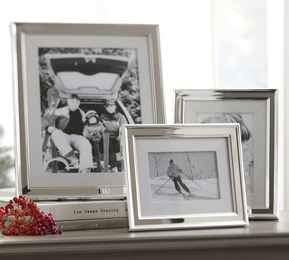 Silver-Plated White Grosgrain Ribbon Mat Frame