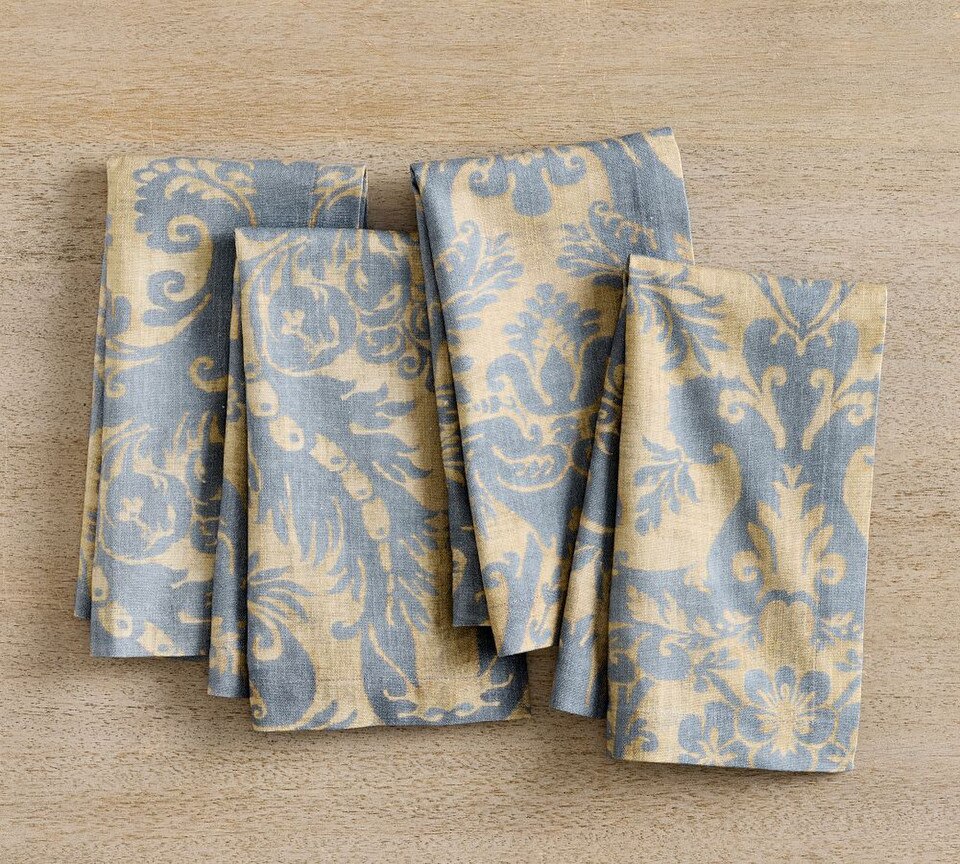 Stella Damask Organic Cotton Napkins - Set of 4