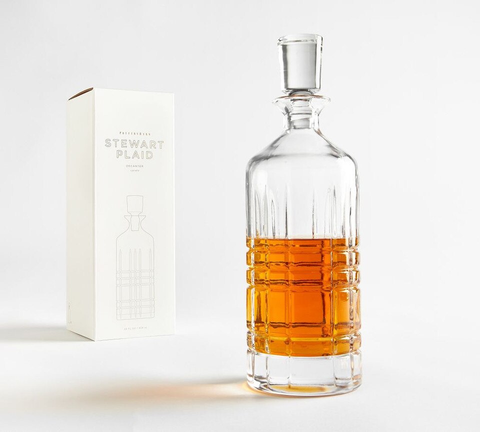 Stewart Plaid Glass Decanter