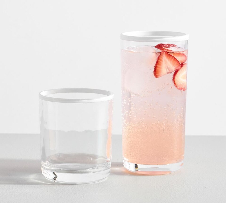 Stripe Rim Acrylic Drinking Glasses