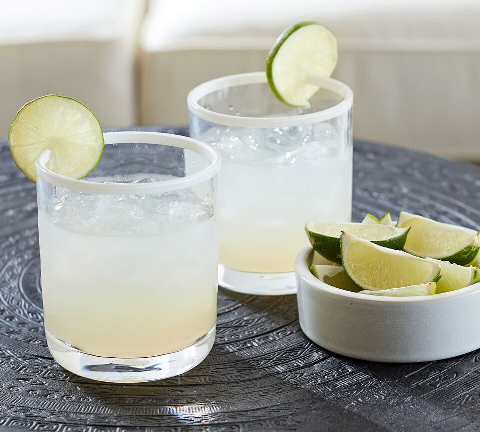 Stripe Rim Acrylic Drinking Glasses